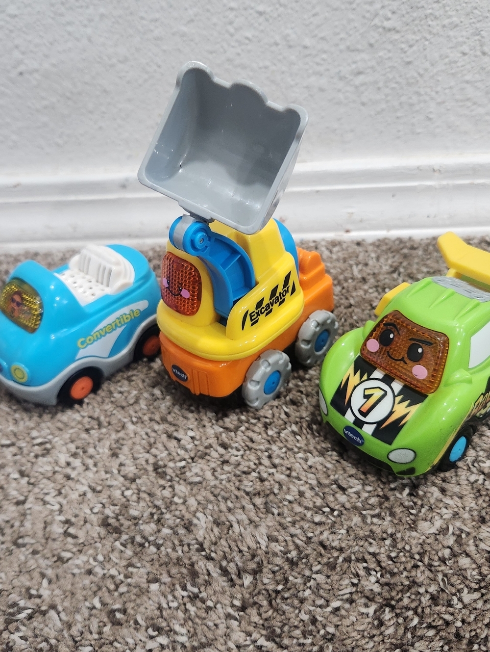Vtech Go Go Smart Vehicles LOT of 3 - Race Car, Excavator, Convertible